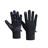 Guantes de invierno para pantalla táctil, negros, resistentes al viento, repelentes al agua, silicona antideslizante, para esquí, correr, ciclismo, conducción (negro, hombre)