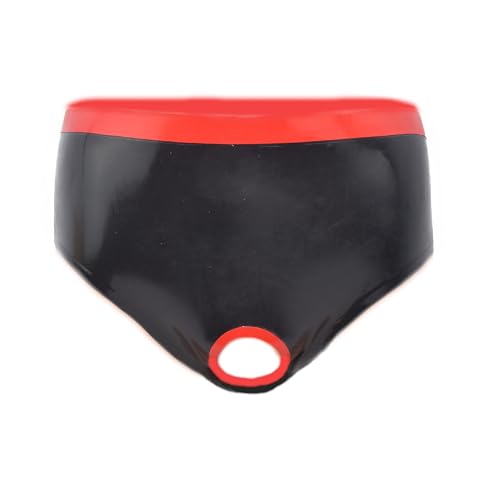 Slip de látex con apertura frontal negra ajustable talla S