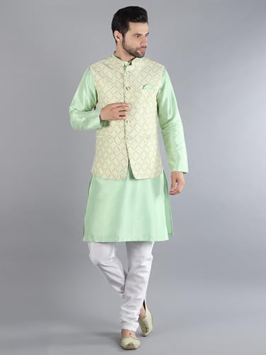 Image of Uri and MacKenzie Men's Silk Blend Kurta Pajama with Designer Ethnic Nehru Jacket /Modi Jacket