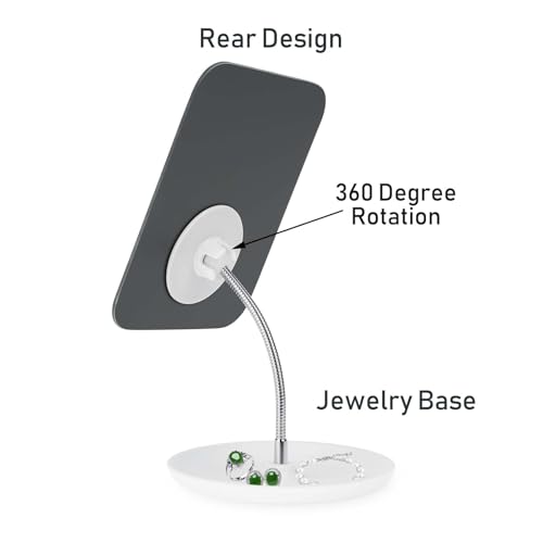 LFOYOU Table Vanity Mirror with Stand - Makeup Mirror for Desk - Adjustable Flexible Gooseneck, 360°Rotation Folding Portable Bathroom Shaving Cosmetic Mirror Square - Imagem 4