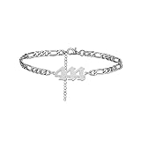 Jukoclut Stainless Steel Plated Angel Number 444 Charm Bracelets Anklets for Women Numerology Jewelr
