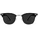 WearMe Pro - Classic Half Frame Polarized Semi-Rimless Rimmed Sunglasses (Black/Silver Rim/Black Lens, 51)