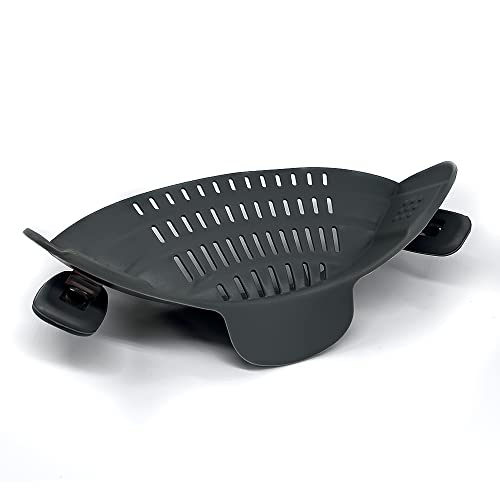 Vigor Path Clip On Strainer Colander - Cooking Strainer With Silicone Grip - Pot Strainer For Pasta, Meat, Vegetables, Fruit, Ground Beef And More - Fits All Pots And Bowls! (Grey) #TOP1