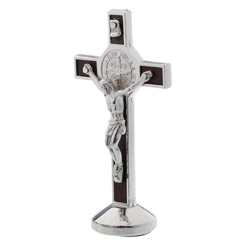 FUPWYKWH Figura De Cruz De Jesucristo, 1 Pieza De Crucifijo De Oración De Plata For Decoración De Coche, Hogar, Capilla, Figuras Decorativas, Manualidades