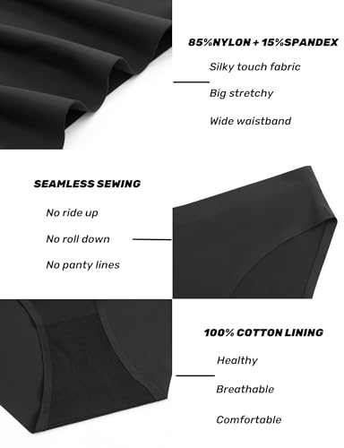 Caterlove Women'S Seamless Underwear No Show Stretch Bikini Panties Silky Invisible Hipster 6 Pack thumb #1