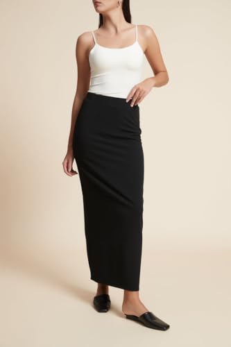 YOLA WOMEN SOLID LONG STRAIGHT SKIRT IY734S252VT BLACK L