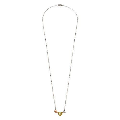 CloseoutWarehouse Tri-Color Plated Sterling Silver Three Heart Necklace2