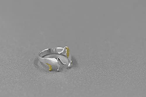 YUANYIRAN Vintage Opening Adjustable Finger Ring - Cute Dachshund Dog Animal Open Rings,Charm Fine Ring Birthday Wedding Jewelry For Girls Christmas Women Party Gift