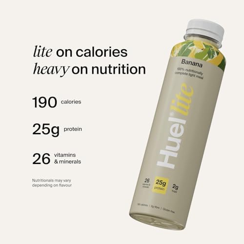 Huel Lite Ready to Drink 500ml Bottles (Pack of 6), 25g Banana Flavour Protein Shake, 190 Calories Meal Replacement Shake, Low Sugar, High Fibre, Vegan Protein Drinks with 26 Vitamins & Minerals - Image 3