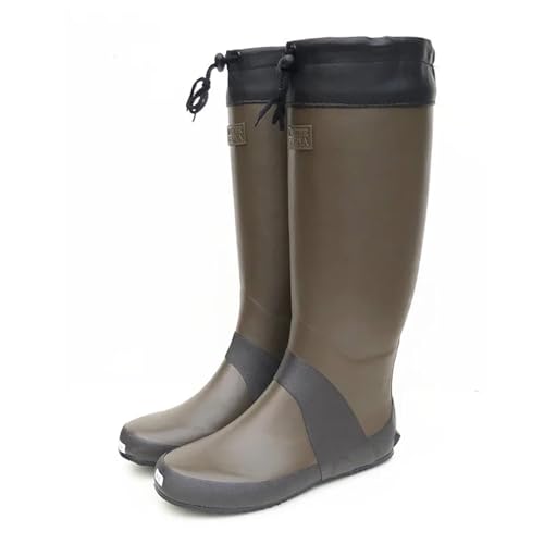 AKDJGFP Botas de Agua Botas de pesca for hombre y mujer, plegables, goma, suaves, impermeables planas, for exteriores, a la moda(7.5)