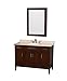 Wyndham Collection 48" Single Bathroom Vanity with Ivory Marble Countertop, Undermount Oval Sink and Medicine Cabinet - Dark Chestnut