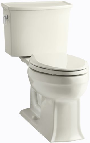 KOHLER K-3551-96 Archer Comfort Height Two-Piece Elongated 1.28 GPF Toilet with AquaPiston Flush Technology and Left-Hand Trip Lever, Biscuit KOHLER K-3551-96 Archer Comfort Height Two-Piece Elongated 1.28 GPF Toilet with AquaPiston Flush Technology and Left-Hand Trip Lever, Biscuit