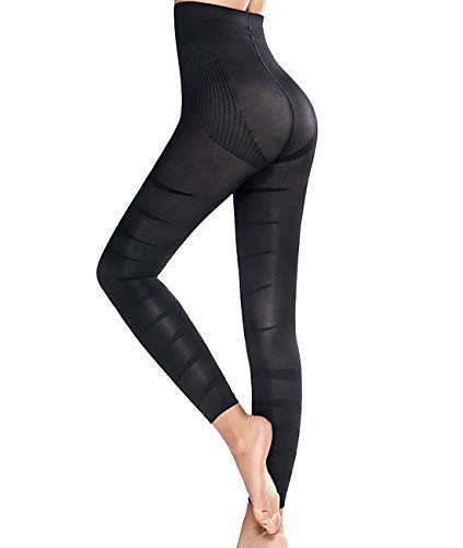 SLIMBELLE® Femme Collant Gainant Taille Haute Leggings Sculptants Minceur Ventre Plat Pantalon Moulant sans Couture Noir