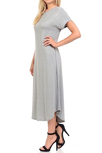 Image of iconic luxe Women's A Line Short Sleeve T Shirt Midi Dress Summer Casual
