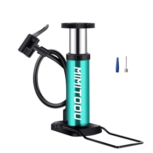 Bike Pump, Mini Bicycle Pump Portable Bike Floor Pump with Presta and Schrader Valves Aluminum Alloy Floor Bicycle Air Pump Compact Mini Bike Tire Pump, Extra Valve and Gas Needle for All Bike -Blue