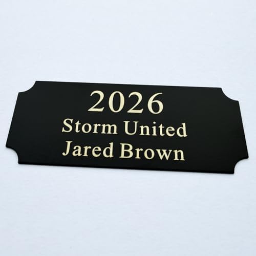 SINKAA Custom Engraved Trophy Name Plates | 2.5" x 1" Personalized Award Plates for Perpetual Trophies, Fantasy Football, Esports, Fishing & Golf (Black)