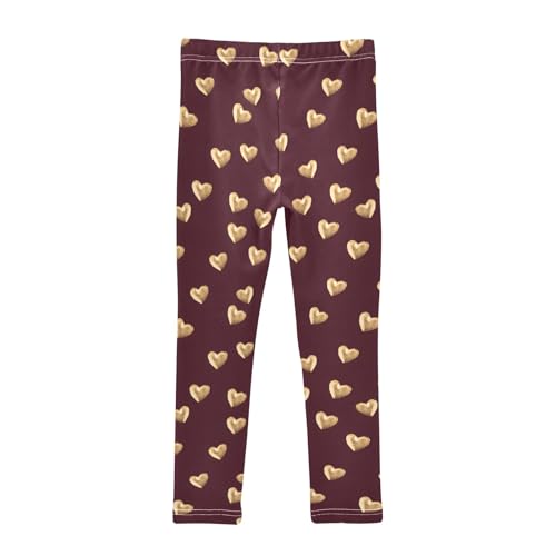 Valentines Golden Hearts A Girls Leggings Athletic Pants Tights Stretch Bottom2
