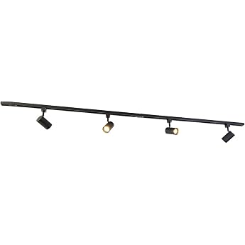 Qazqa Modern Rail System Lamps Complete Set Rail Lighting Ceiling Spotlight Ceiling Spotlight Iconic Jeana Black 4-Bulb 194 cm Ideal as a Kitchen Lamp and