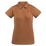 Bequeme elastische Baumwolle HORZE Amy Damen Kurzarm-Poloshirt mit Baumwollstretch, Braun, 36
