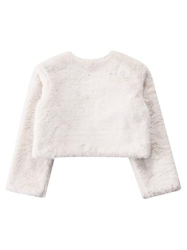 Linjinx Kids Girls Faux Fur Bolero Shrug Wedding Pageant Formal Party Cardigan Dress Coat Flower Dress Cover Up Outwear4