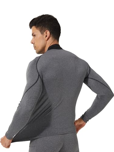 LANBAOSI 3 Pack Mens Mock Turtleneck Compression Shirts Long Sleeve Sun Protection Shirts Cooling Workout Gym Tops Undershirt3