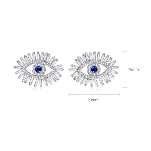 14K Gold Evil Eye Stud Earrings with Moissanite and Sapphire, Mystical Jewelry Piece, Unique Gift for the Fashion-Conscious2