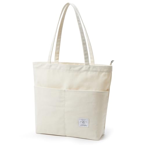 KALIDI Canvas Tote Bags for Women with Zip Casual Women's Totes with Pockets Large Handbags Work Bags for Women Ladies for School,Work,Shopping,Travel Daily Use