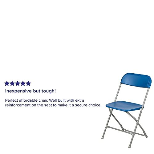 Image of Flash Furniture Hercules Series Plastic Folding Chair - Blue - 2 Pack 650LB Weight Capacity Comfortable Event Chair-Lightweight Folding Chair