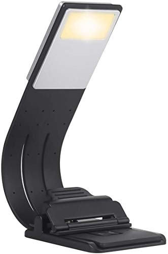 Lámpara de lectura con clip, lámpara de lectura LED, luz de lectura con pinza, 4 niveles de brillo ajustables, recargable por USB, para niños, lectura nocturna, cama, avión, tren Cover