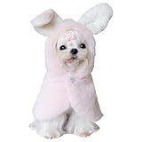 YQYS Pet Ponchos, Warm Plush Poncho for Small Breeds Dogs and Cats, Easter Outfit for Dog, Rabbit Costume for Puppy, Dog Bunny Costumes, Teacup Puppy Clothes for Chihuahua Yorkie Pink Bunny Large
