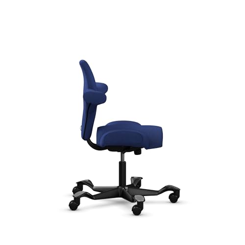 Image of HAG Capisco Standard Chair-Black Frame-Upholstered Cobalt Blue