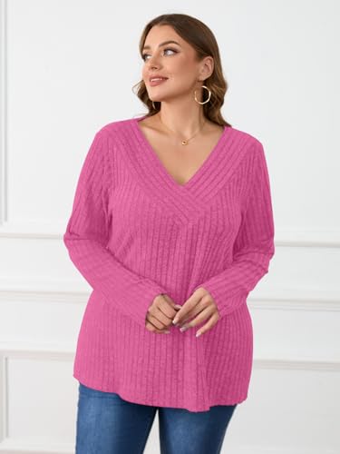 Image of BELAROI Womens Plus Size Sweaters V Neck Fall Tunic Top Pullover Shirts