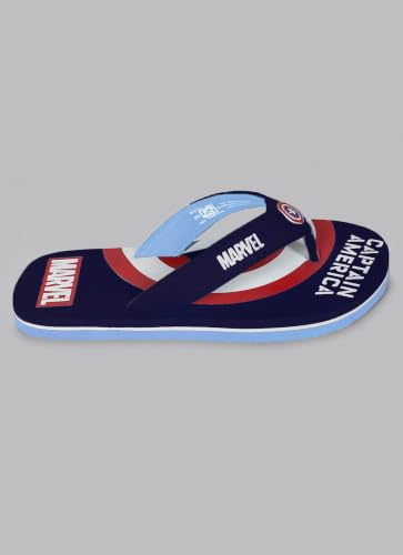 Image of Kidsville Official Marvel Comics Captain America Printed Boys Blue Flip-Flop | Soft, Non-Slip, Indoor, Outdoor, House Slipper, Comfortable & Durable Footwear for Children