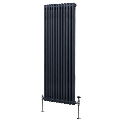 Radiador Tradicional Vertical de 2 columnas 1800mm x562mm | Gris Antracita | Acero | Montado en pared | Kit de fijación y soportes + Cepillo de limpieza GRATIS | Calefacción estufa calefactor