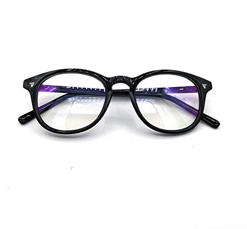 Image of Roshfort Unisex Oval Blue Cut Zero Power Full Rimless Computer Glasses Spectacle Frame (Black, E-3)
