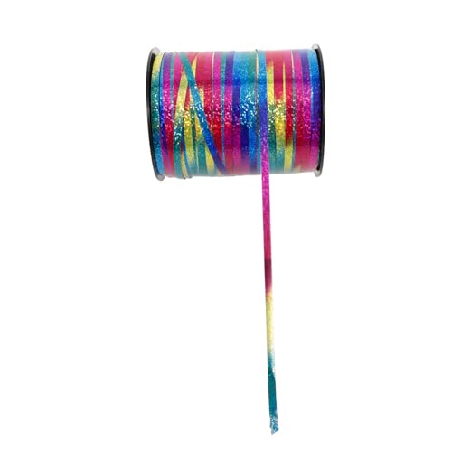 EXQUIMEUBLE マルチカラーラメ装飾リボン 風船や ボックス用のラッピングリボン 手作りクラフト用 軽量で扱いやすいパーティーデコレーション