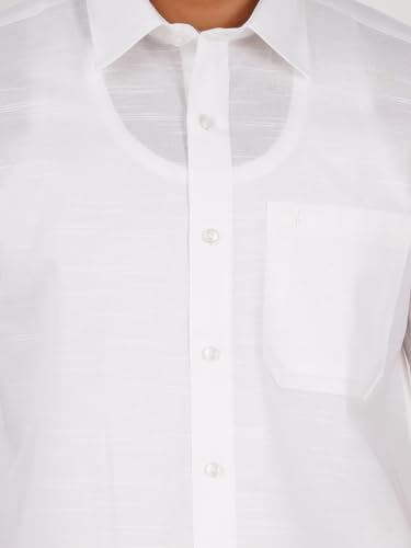 Image of RAMRAJ COTTON Men White Solid Half Sleeve Cotton Shirt