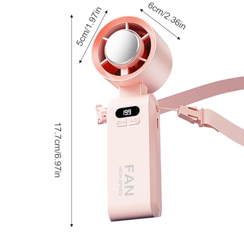 Ventilateur à main à écran numérique avec lacet de cou amovible