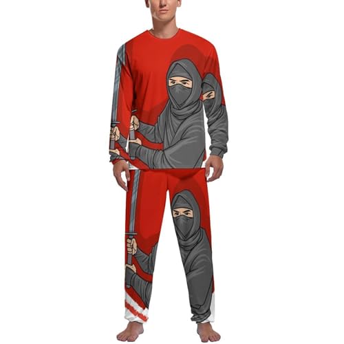 Ensemble de pyjama homme Samouraï haut bas manche longue vêtement de nuit