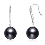 Esottia Dangle Drop Earrings Made with Crystal Pearls from Swarovski, Gifts for Women, Metal Black,...
