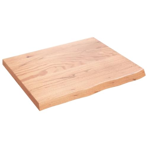 vidaXL Waschtischplatte, Multifunktional Arbeitsplatte mit Naturkante, Waschtischkonsole Tischplatte für Badezimmer, Holzplatte Platte, Hellbraun 60x50x2 cm Massivholz Behandelt