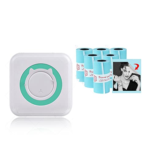 Image of Mini Portable Thermal Printer Paper Rolls 57mm Pocket Printing Wireless Connect Printers Add 6Sticker(BL add 6Sticker)