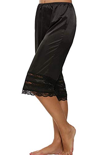 Women's Lace Trim Culotte Slip Snip-it Pettipants Bottom Split Skirt Bloomers Lingerie Satin Pant Slip2