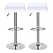 Price comparison product image Hadwin Bar Stools Set of 2,White Bar Stool for Kitchens with Chrome Footrest and Base Swivel Gas Lift Leather Breakfast Bar Stool for Diningroom/Counter/Kitchen Home Furniture