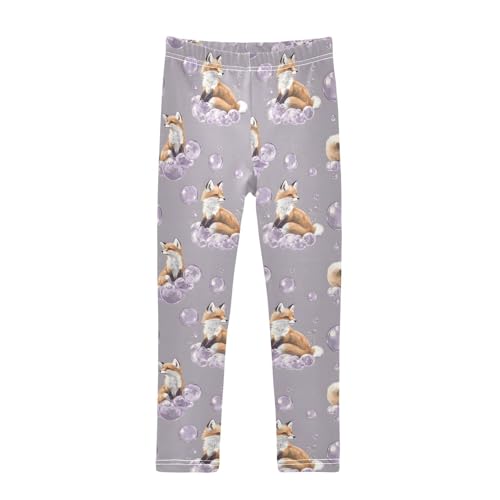 ALAZA Girls' Leggings Children's Yoga Pants Skinny Printed Dance Fox Dream Bubble Comfortable 4T
