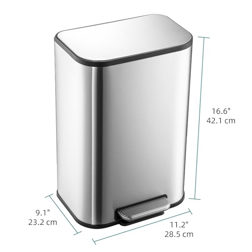 Caneca de basura rectangular de acero inoxidable 3.2 galones miniatura 2
