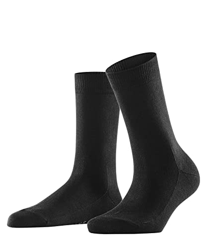 FALKE Women's Softmerino Socks, Light, Merino Wool Cotton, Crew Length, Classic Trouser Socks, Trendy Work Clothing, Black (Black 3009), 8-9, 1 Pair