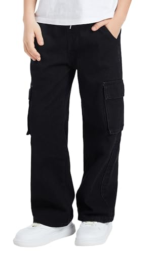 Boys Baggy Jeans Elastic Waist Loose Denim Pant Soft Cotton Trousers Fashion Straight Pants Streetwear 8-12 Years