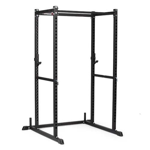Titan Fitness T-2 Series Short Power Rack, Skinny Pull Up Bar, Pin and Pipe Safeties, Standard J-Hooks, for Home Garage Gym Weightlifting and Strength Training (Black, Rack Height: 83