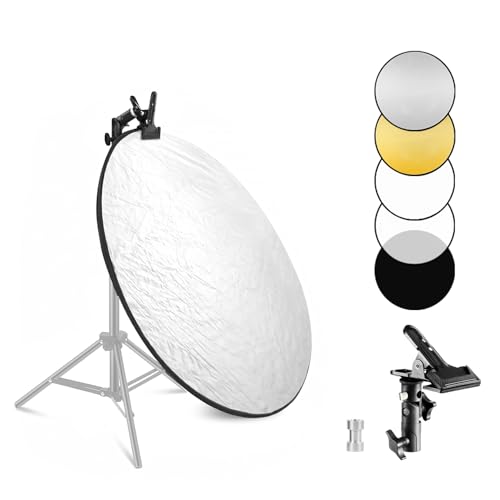 Selens Portable 24inch/60cm Light Reflector with Clamp,5 in 1 Collapsible